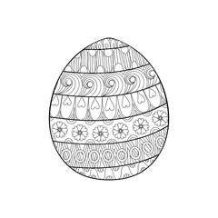 Happy Easter zentangle egg decorated with ornament, design doodl