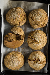 Baked cookies on a baking paper