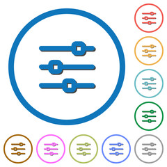 Horizontal adjustment icons with shadows and outlines