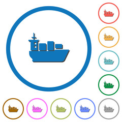 Sea transport icons with shadows and outlines