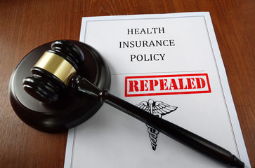 Repealed Health insurance gavel - obrazy, fototapety, plakaty