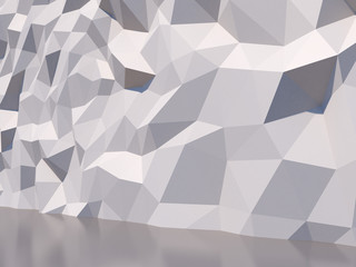 White polygon wall 3D background.