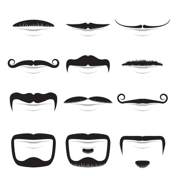Moustache shapes vector set isolated on white background.