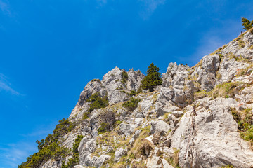 Alpinism trail in high mountains