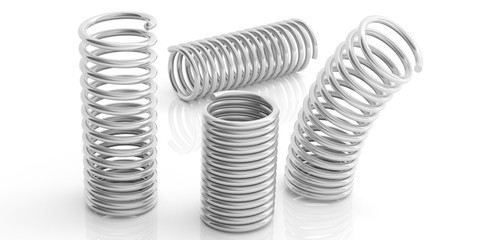 Metal springs on white background. 3d illustration