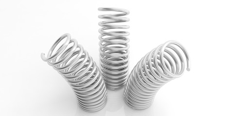 Metal springs on white background. 3d illustration