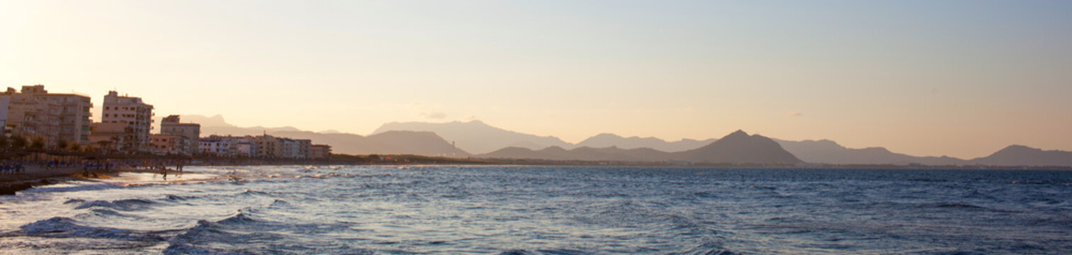 Panoramic view to the coast bay beach