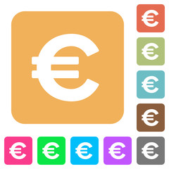 Euro sign rounded square flat icons