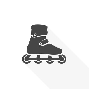Roller Skates Icon Flat Graphic Design - vector Illustration with long shadow