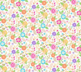 Cute spring floral seamless background. Vector illustration