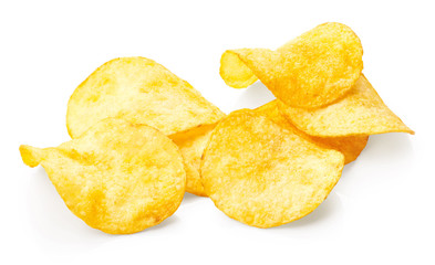 Potato chips isolated on white background