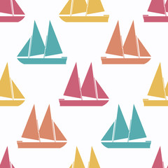 Retro boat seamless pattern