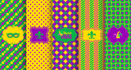 Bright abstract mardi gras pattern set © Hanna