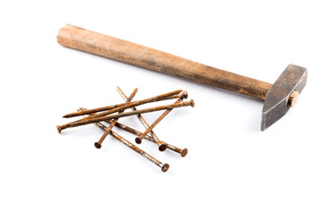 old hammer and nails