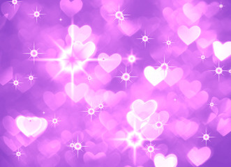 Heart background boke photo, bright magenta color. Abstract holiday, celebration and valentine backdrop.