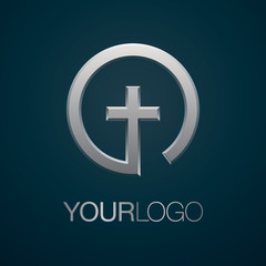 Fototapeta premium Christian church creative vector logo. Religious icon isolated on background.