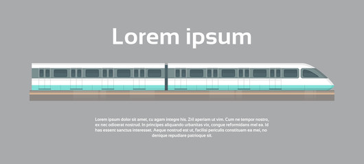 Subway Tram Modern City Public Transport, Underground Rail Road Station Flat Vector Illustration