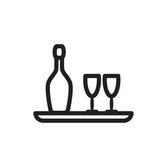 wine bottle and glass icon illustration