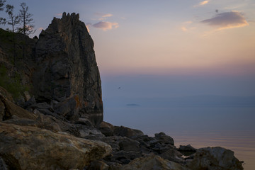 Fototapeta na wymiar Закат на острове Ольхон - озеро Байкал