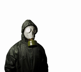 Gas mask on white