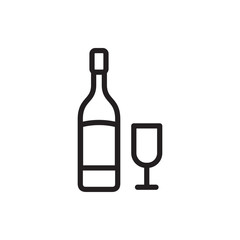 wine glass and bottle icon illustration
