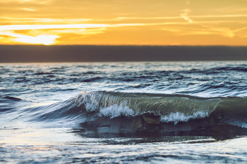 Sunset in the empty beach in Curonian Spit, Neringa, Lithuania
