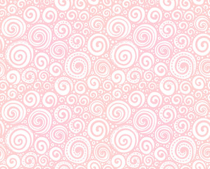 Pink lacy doodle curls romantic seamless pattern
