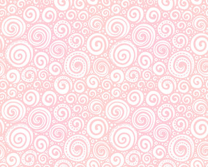 Pink lacy doodle curls romantic seamless pattern