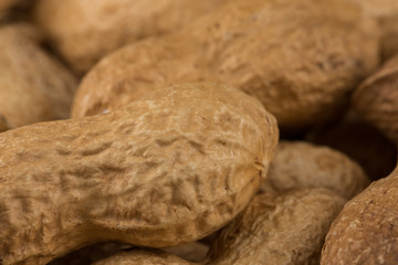 Pile of peanuts shells close up