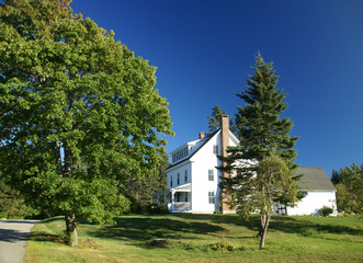 New England white house with porch