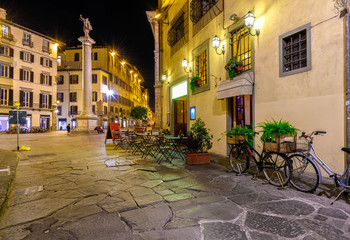Night view of narrow street in Florence, Tuscany. Italy