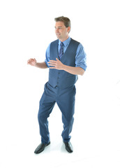 The karate business man is back to solve problems or tackle any challenge