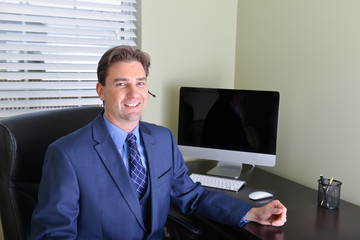 Business man in work office or working from home office or customer service representative