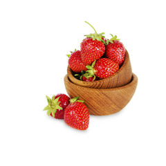 bowl with strawberries isolated on white background. Ripe strawberries close-up. Background berry. Sweet and juicy berry with copy space for text.