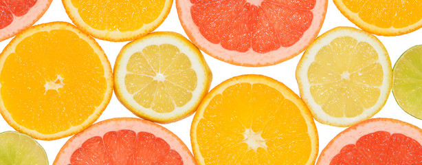 Abstract background of citrus slices. Close-up. Studio photography