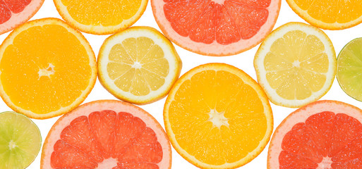 Abstract background of citrus slices. Close-up. Studio photography