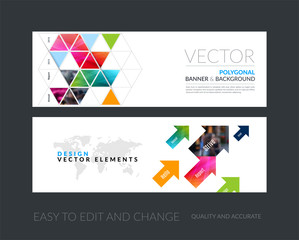 Vector set of modern horizontal website banners with yellow diag