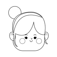 kawaii girl icon over white background. vector illustration
