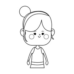 kawaii girl icon over white background. vector illustration