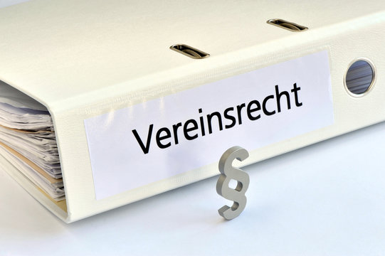 Vereinsrecht, Vereinsgesetz, Gesellschaftsrecht, Paragraf, Ordner, symbolisch, Verein, Satzung, Gemeinn&uuml;tzigkeit, Rechtsf&auml;higkeit, Vereinsvorstand, Vereinsgr&uuml;ndung, BGB, 
