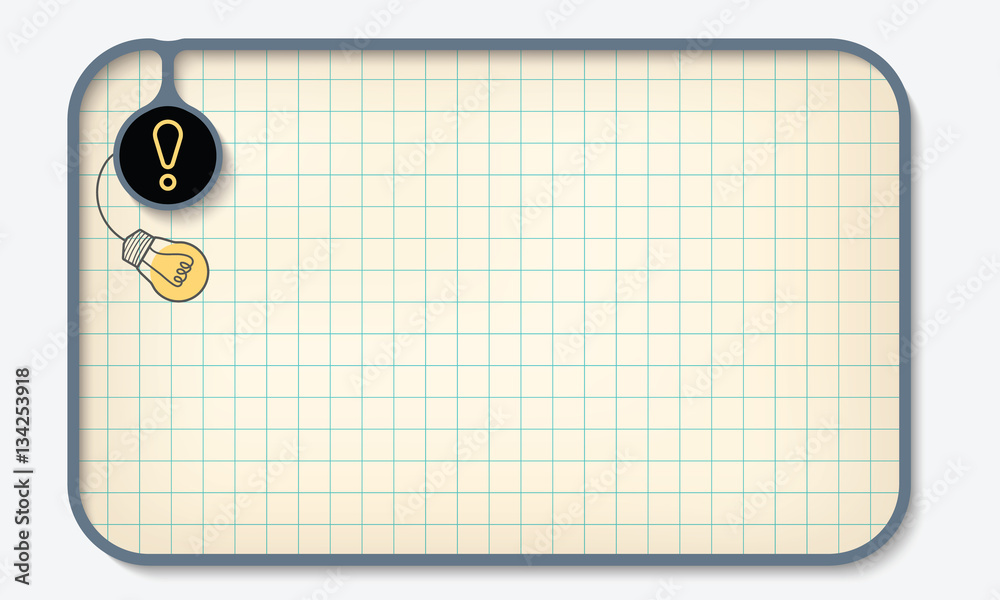 Poster text box for fill your text with graph paper and exclamation mar