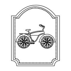 monochrome silhouette of classic bicycle in frame vector illustration