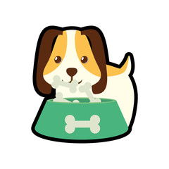 dog little pet domestic bowl food b print vector illustration eps 10