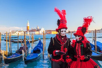 Poster Famous carnival with beautiful masks in Venice, Italy © Tomas Marek