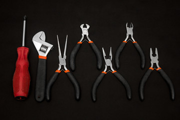 Hand tools, dark background