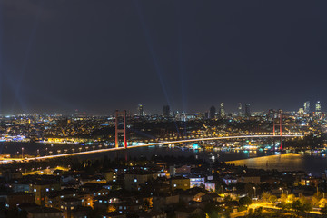 Istanbul bosphorus bridge at night