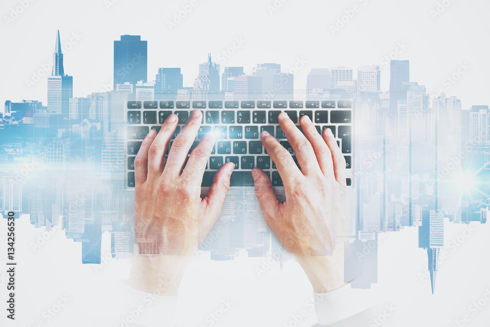 Poster Hands typing on keyboard