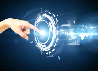 Hand holding digital interface