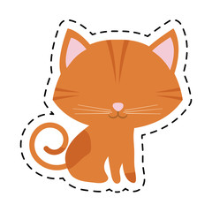cat feline curious small cut line vector illustration eps 10