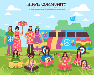 Hippie Community Outdoor Composition